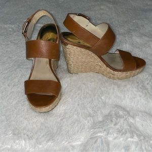Michael Kors leather brown wedge